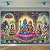 Large Indian Divine Background Banner - Shiva Photography Background with Elephant Lotus and Peacock