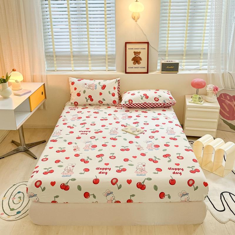 100% Cotton Bedsheets Cartoon Style Fitted Sheet For Kids Room Skin-Friendly Mattress Cover (No Pillowcase)