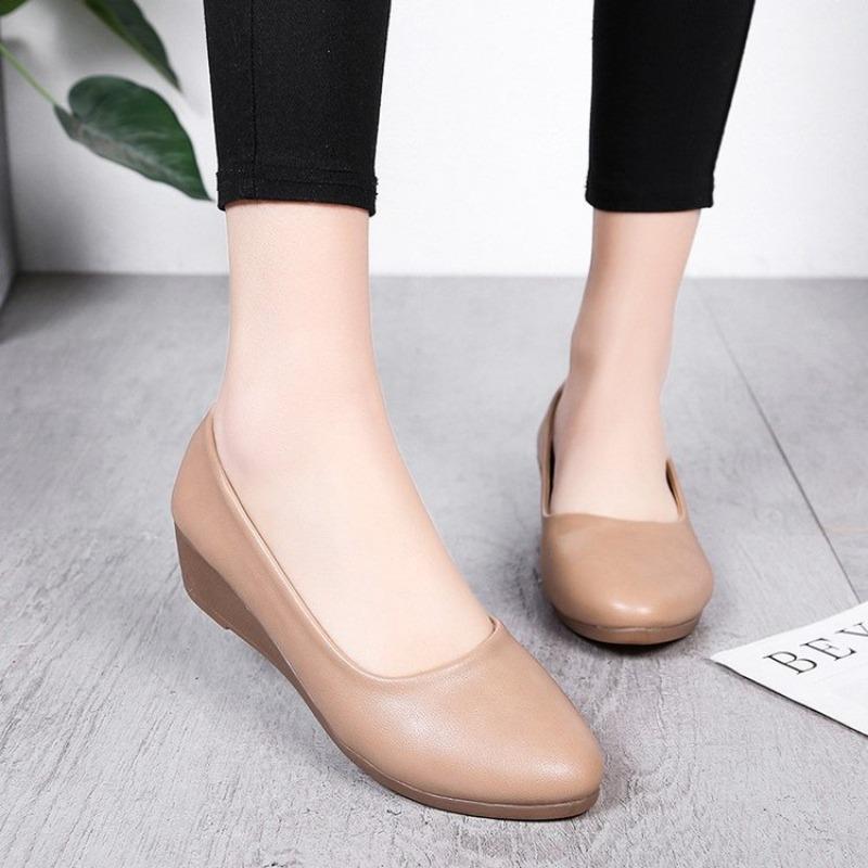 High Quality Fashion Women Shoes Round Toe Non Slip Shoes Solid Color Wedge Heel Soft Comfortable Shoes