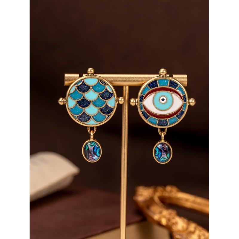 Винтажные Искрящиеся Эмалированные Серьги-Глаза Персонализированные Универсальные Чешуйки