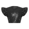 Dívčí párty halenka top třpytivý flitrovaný crop top kulatý výstřih volánkové design s muchlákovými rukávy podšitý narozeninový top