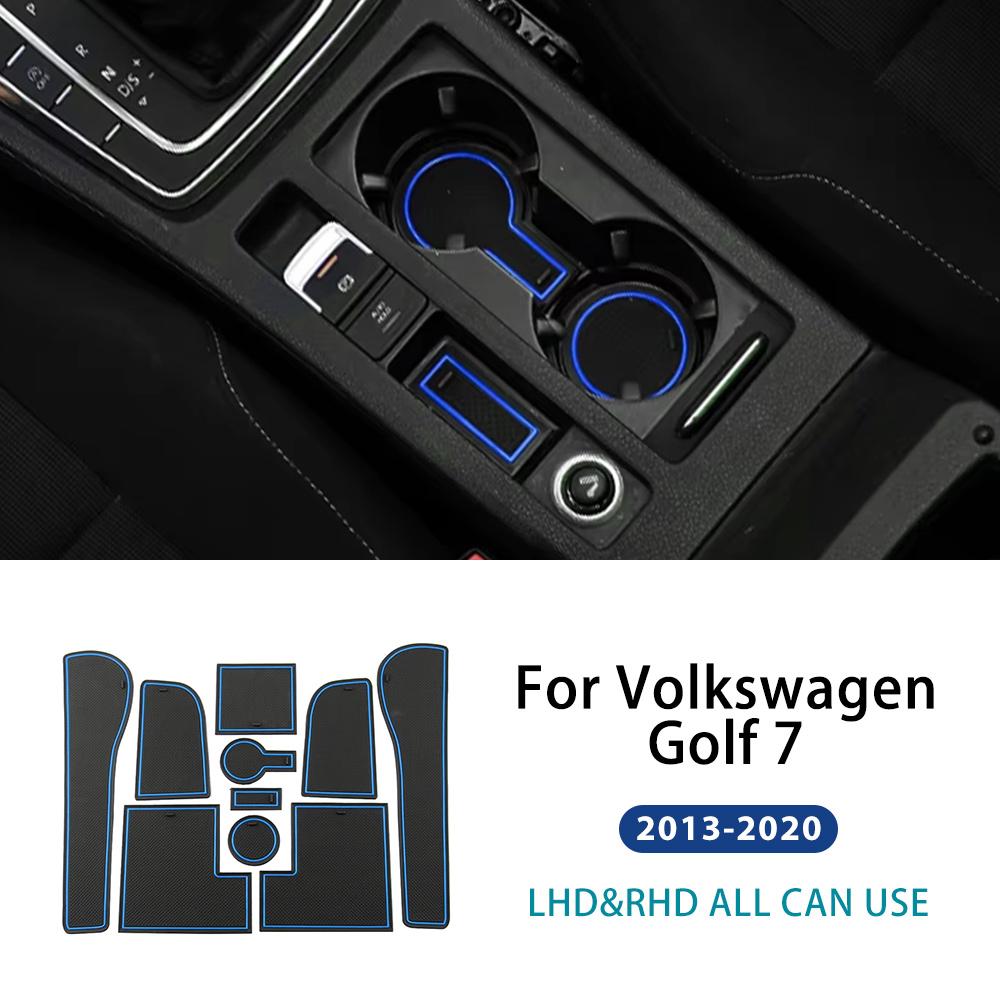 

Silicone For Volkswagen VW Golf 7 7.5 MK7 MK7.5 2013 2014 2015 2016- Car Non-Slip Door Groove Mats Gate Slot Cup Pad Mat 10 синій