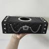 Personalized Punk Car Tissue Box Block Type Trendy Chain Leather Paper Tower Holder For Auto Home Organizer Car Accessories