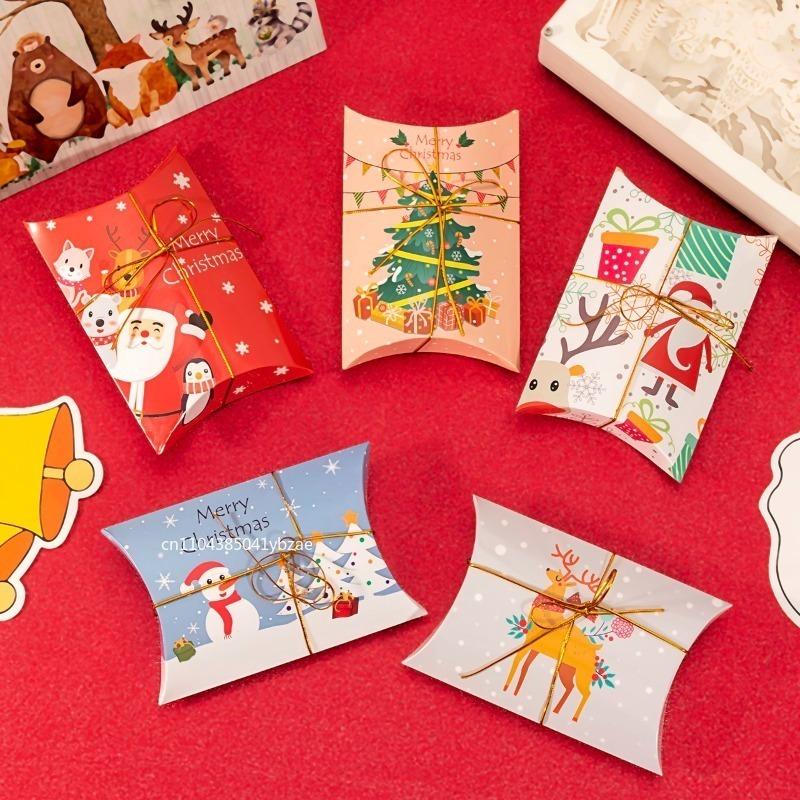 20/40/60pcs Merry Christmas Candy Boxes Bags Christmas Santa Claus Gift Box Party Decoration Supplies Christmas Cookie Boxes