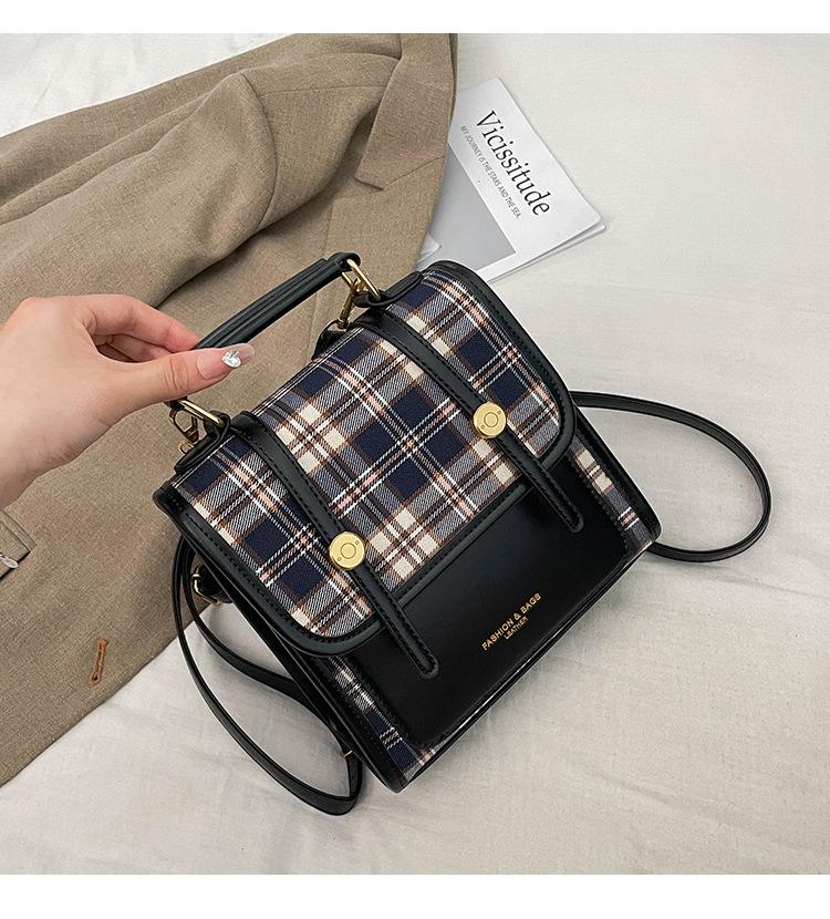 

Нишевый дизайн женский рюкзак 2025 новый осенне-зимний модный высококлассный маленький рюкзак многофункциональная клетчатая сумка чёрный