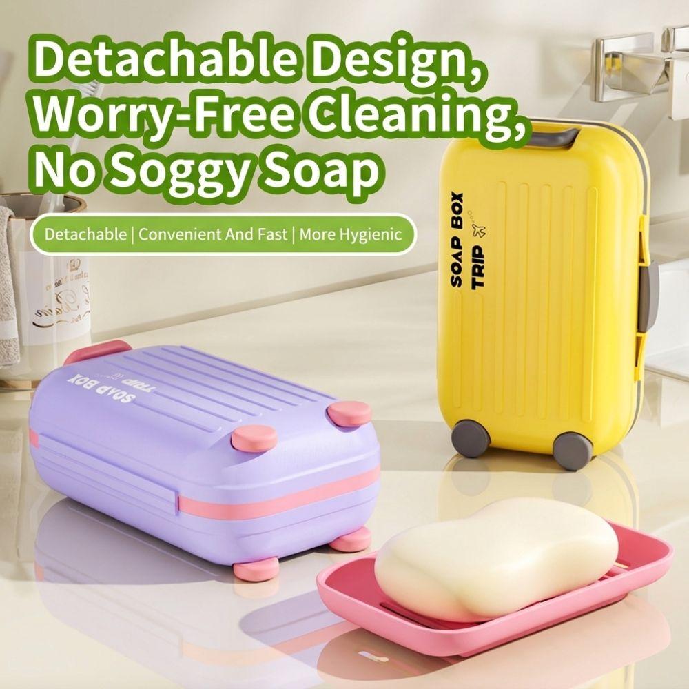 Sealed Lid Soap Storage Box Suitcase Shape Soap Container New Travel Soap Box  Bathroom Storage