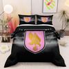 Palermo FC Pink Eagle Crest 3 Piece Bedding Set, Soccer Club Badge Duvet Cover Set for Football Fan Bedroom