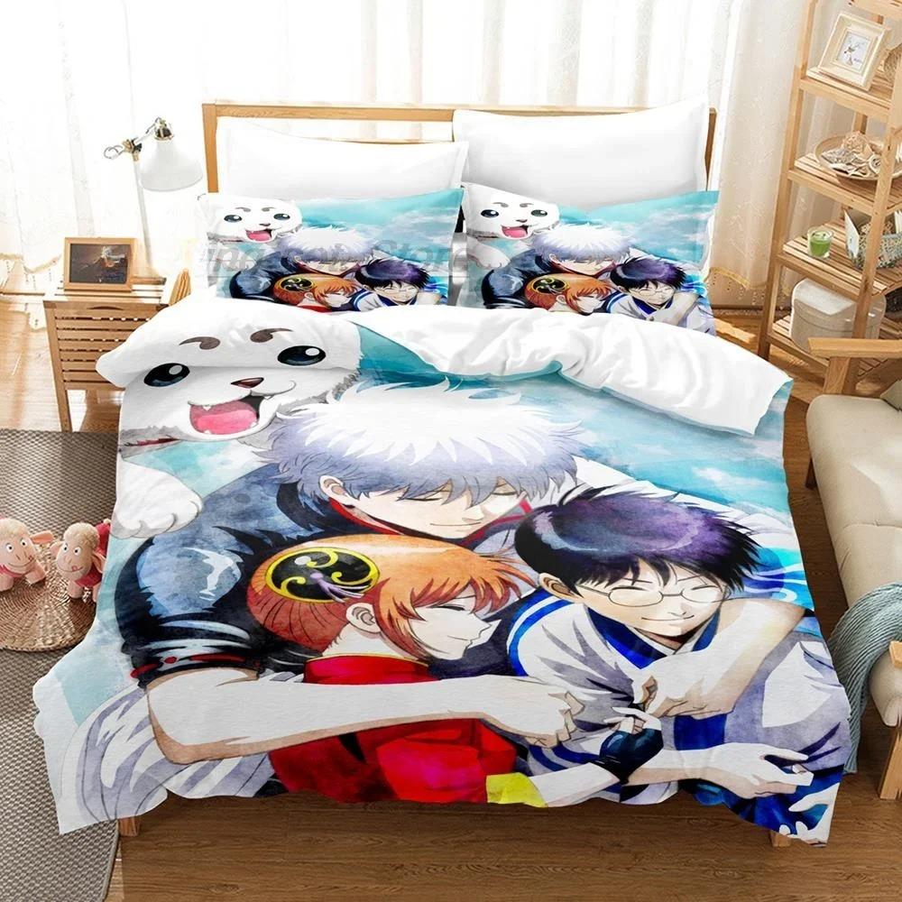 Mode 3D Anime Bettlaken-Set Gintama Bettwäsche-Set Einzelbett Twin Full Queen King Size Bett-Set Erwachsene Kinder Schlafzimmer Bettbezug-Sets