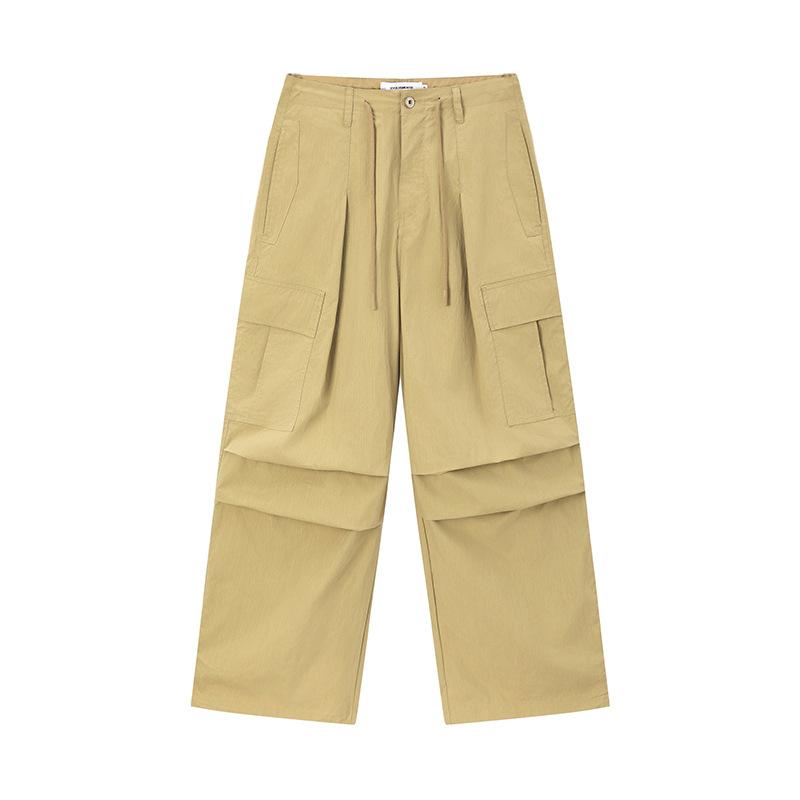 Trendy brand American retro paratrooper pants tooling casual pants loose hanging wide-leg trousers S хаки