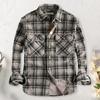 Spring Fall Men Shirt Plaid Print Single-breasted Long Sleeves Shirt Retro Mid Length Cardigan Top