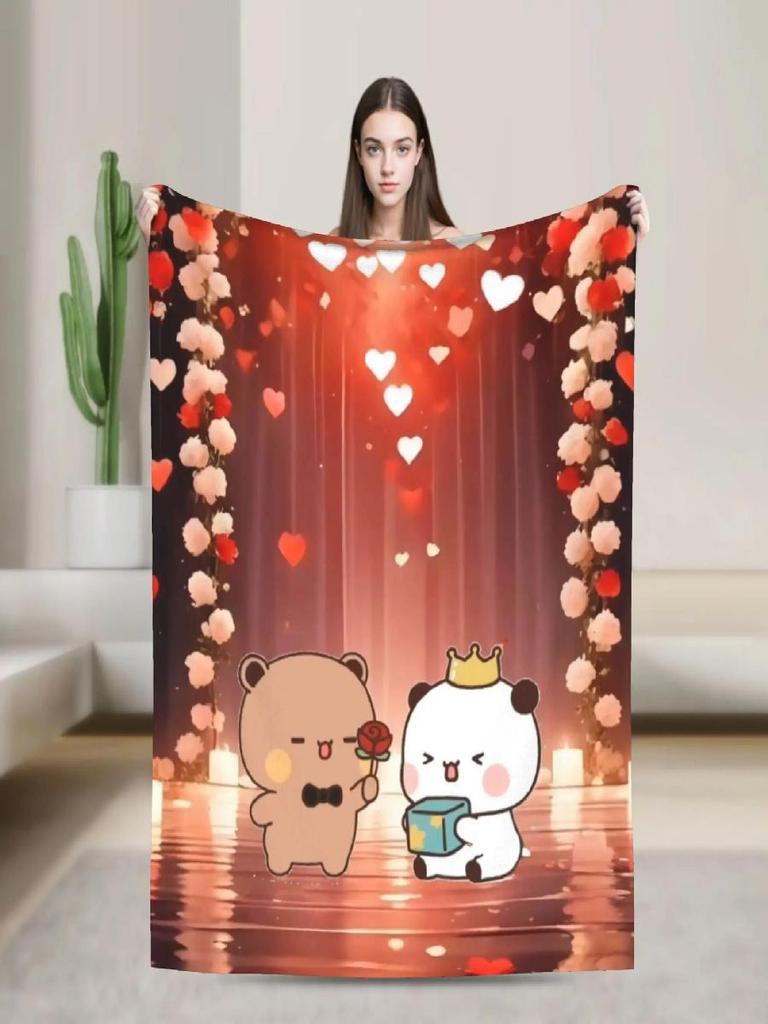 Bubu Dudu Heart Love Blanket Super Warm Fluffy Plush Throw for Students Living Room Bedding Flannel Bedspread Cover