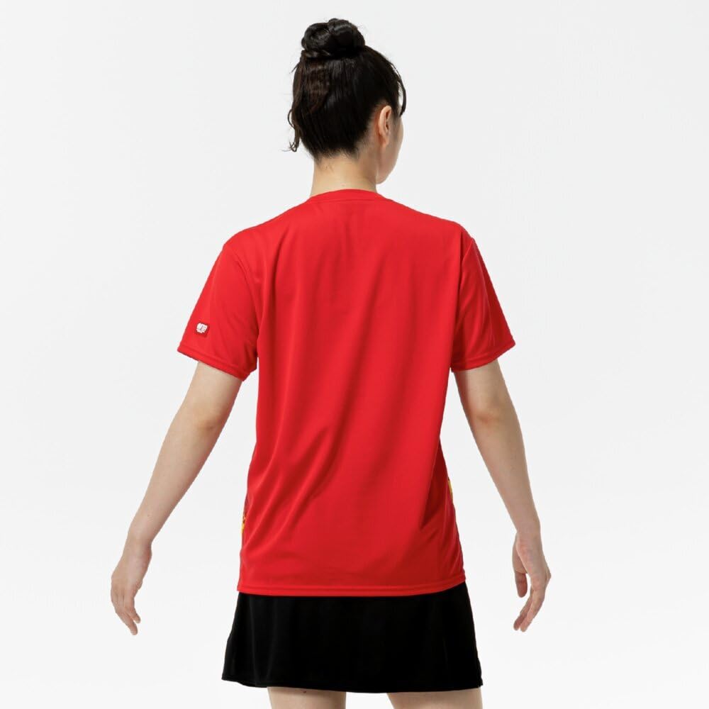Mizuno Table Tennis Game Short JTTA Chinese Red Shirt, Sleeve, Certified, Moisture-Wicking, Quick-Drying, Unisex, 82JAC103,