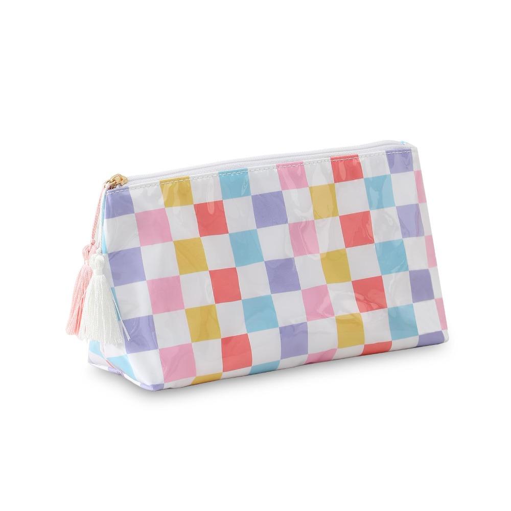 

Portable PVC Makeup Bags High Aesthetic Striped Wash Bag Large Capacity Waterproof Cosmetic Bags Travel Use