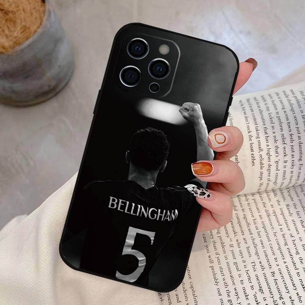 Football J-Jude B-Bellinghams   Phone Case For iPhone 17, 16,15,14,13,12,11 Plus,Pro Max, Others Soft Black Cover