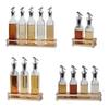 ZLIII 5-Compartment Glass Condiment Set with Wood Base