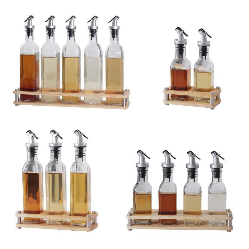 ZLIII 5-Compartment Glass Condiment Set with Wood Base