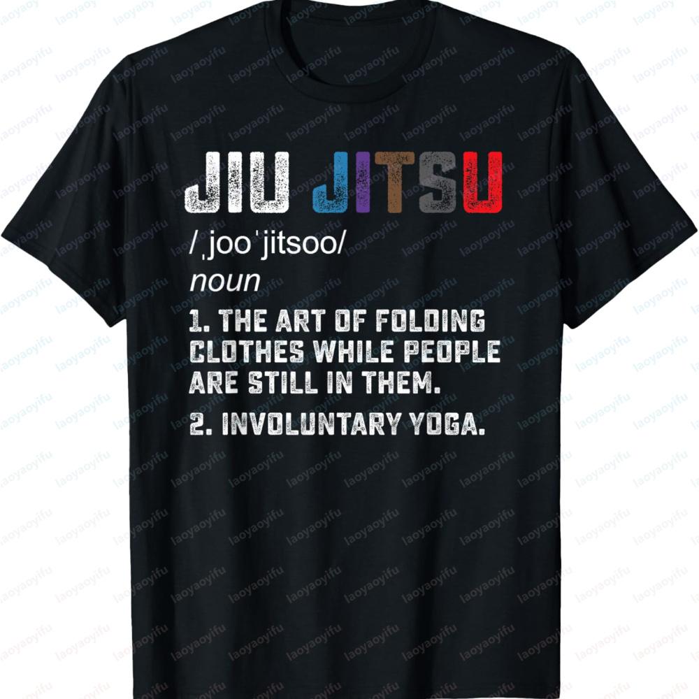 Unisexs Jiu Jitsu Definition Funny Cotton TShirt Humorous Martial Arts Print Casual Short Sleeve Crew Neck Black Tee for BJJ Fans