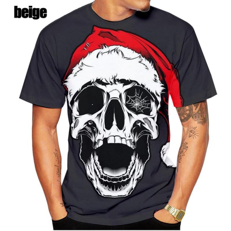 Novelty Gothic Skull Fashion Christmas 3d Print Tshirt Men and Women Universal Wear Casual T-shirt