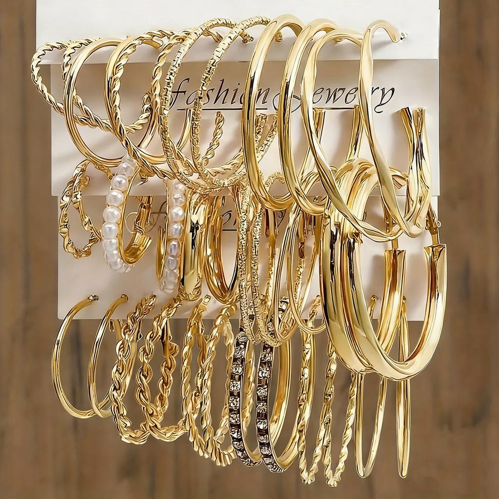 Hot-selling ring earrings in Europe and America, women's light luxury earrings set, personalized creative ear jewelry