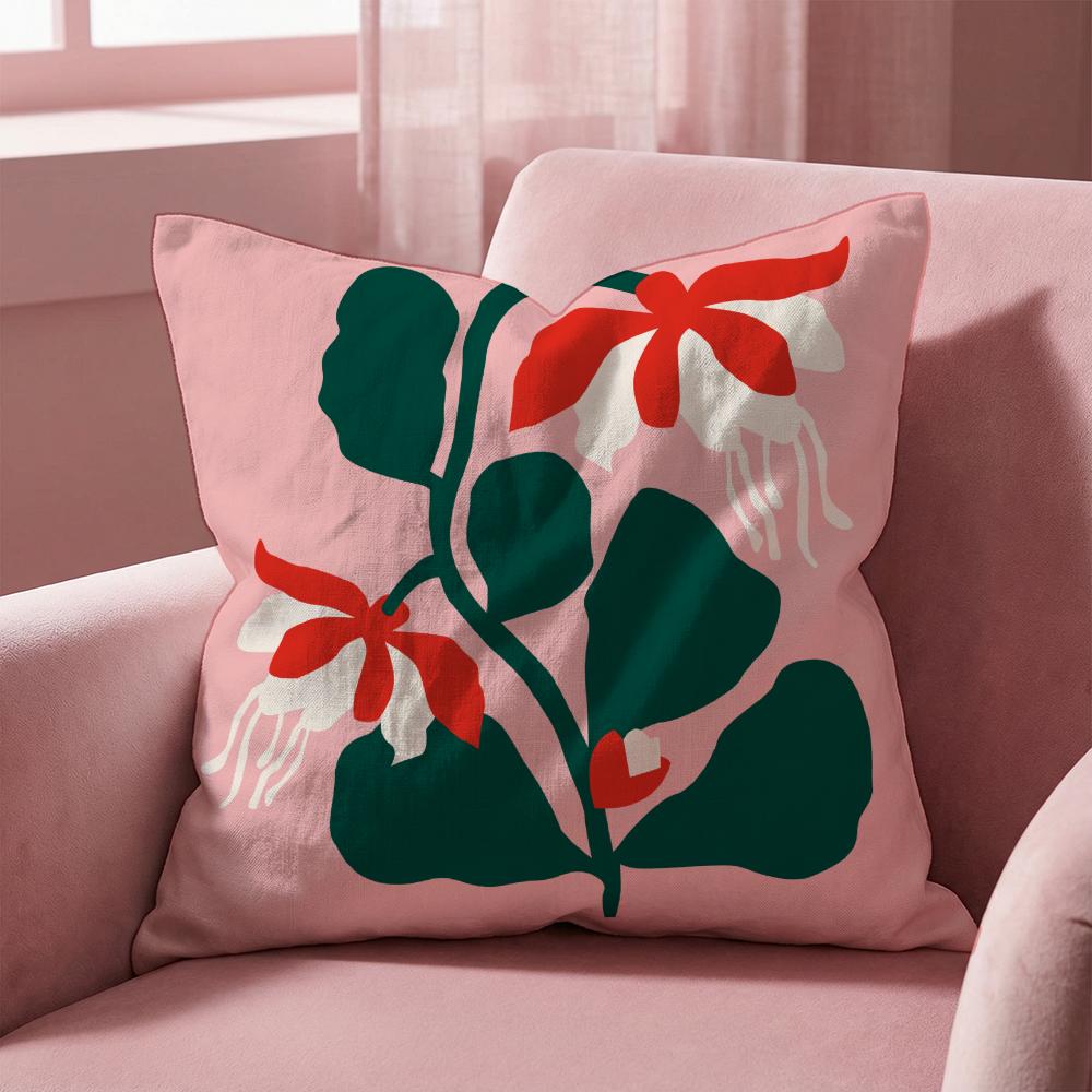 Plants and Flowers Cushion Cover Multi-Scene Pillow Cover for Home & Car - Reversible, Soft & Durable for Daily Use