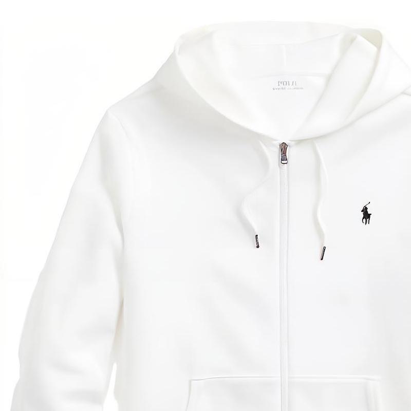 Polo Ralph Lauren Solid Color Hooded Zip-Up Long Sleeve Cardigan Sweatshirt Men sweatshirt White 710881517006