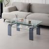 Clear Tempered Glass Coffee Table Living Room Tea Table with Grey Glass Leg