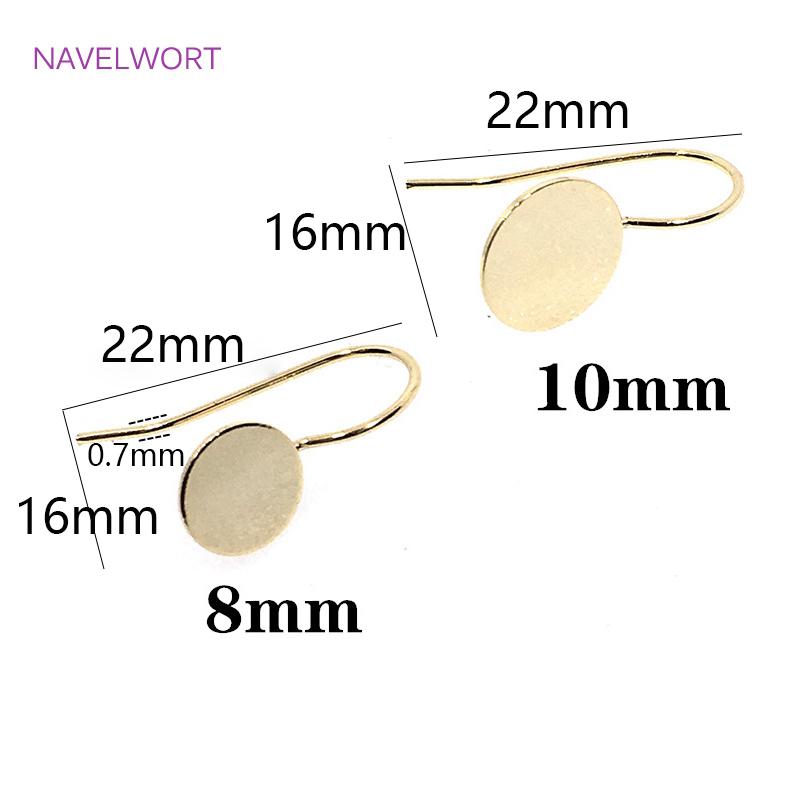 Brass Metal Round Tray Earring Hooks 14K Gold Plated Ear Wire Hooks DIY Pearl Earring Making Accessory Fashion Jewelry For Women