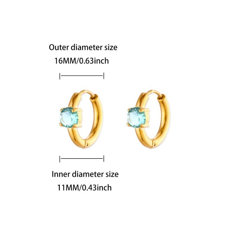 

Hot Sale Fashion December Colored Birthstone Earrings Ladies Gold Stainless Steel Premium Earrings Temperament