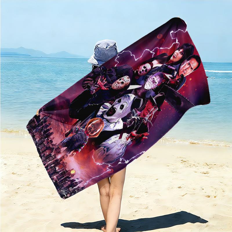 1Pc Horror Puppet Scene Beach Towel Microfiber Beach Towel Thin Absorbent For Beach Swimming Yoga Bath Sports 0917141