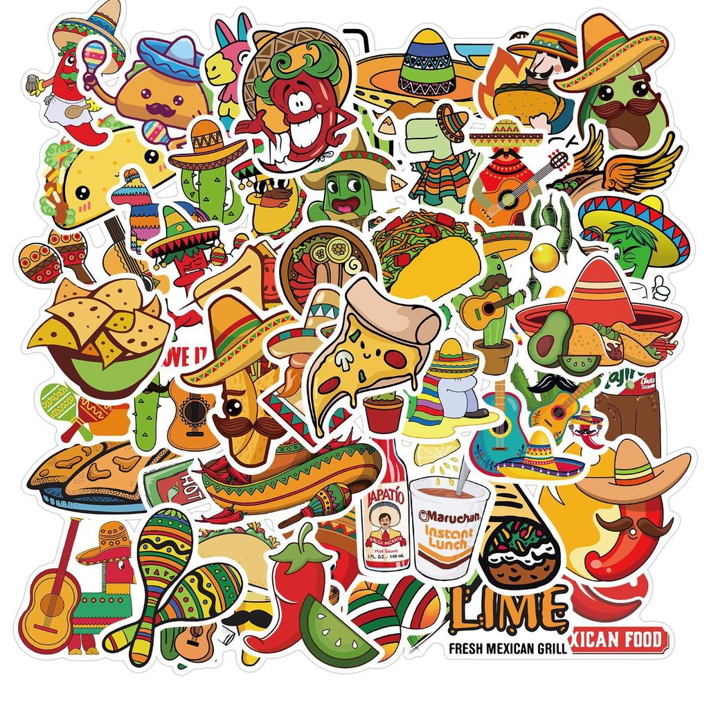 10/50Pcs Mexican-style Food Stickers Graffiti Stickers for DIY Luggage Laptop Skateboard Motorcycle Bicycle Stickers