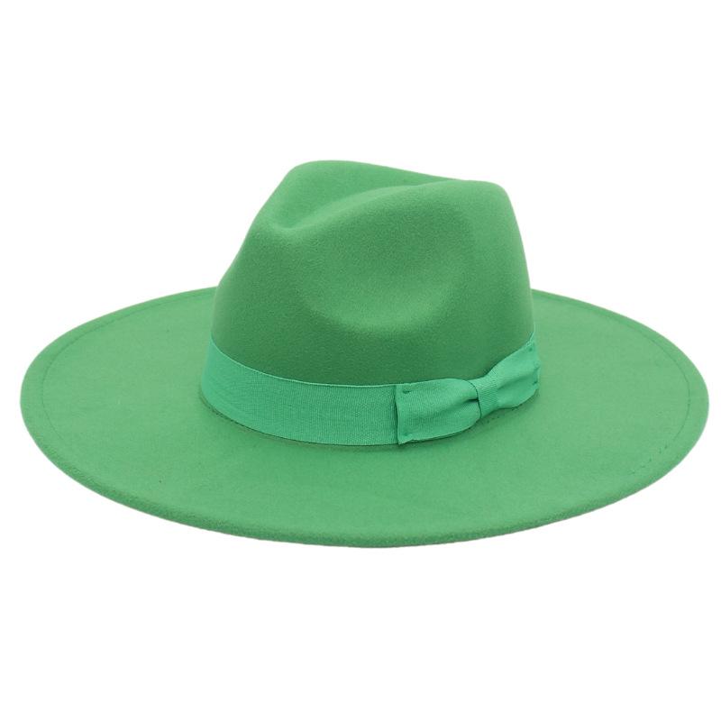 Jazz Hat Retro Men'S And Women'S Cotton Felt Hat Big Brim Panama Hat Gold Chain Hat