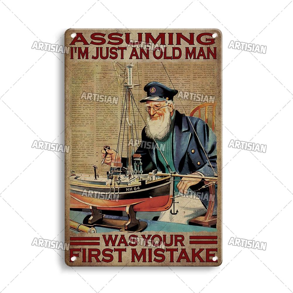 Handwerker Job Vintage Metallposter Matrose Metallschild Segeln Rostige Dekorative Blechplakette Wanddeko Garage Bar Pub Club Küche