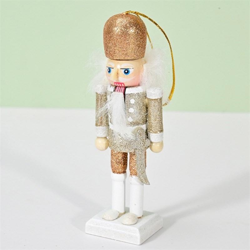 Stylish Nutcrackers Display Ornament Unique Wood Nutcrackers Desk Decoration with Gold and Silver Highlight for Party