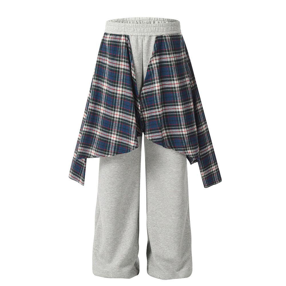 

Женские свободные брюки большого размера, повседневные брюки с лоскутным дизайном, прямые спортивные брюки S светло-серый