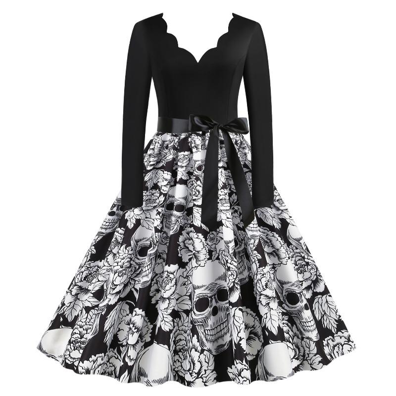 IHUASU Fashion Autumn Winter Long Sleeve V-Neck Casual Dresses S