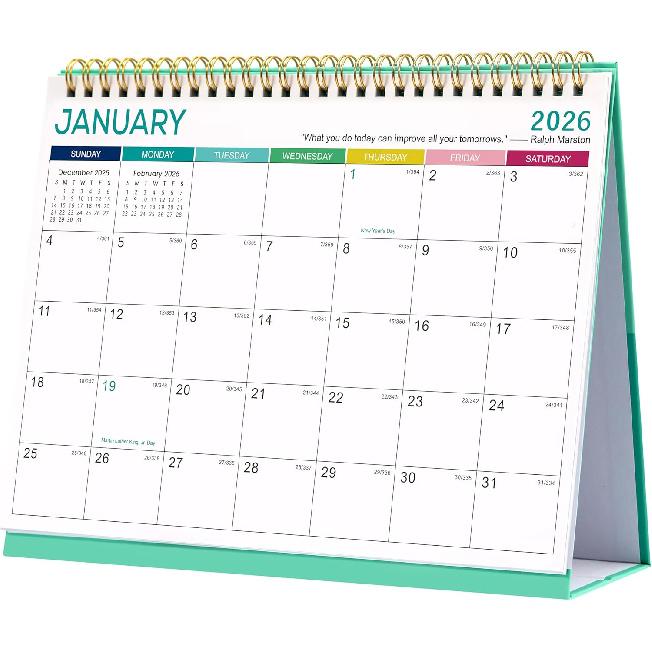 2026 Desk Calendar - 2026 Calendar, Jan. 2026 - Dec. 2026, 9.8 x 8.3 , Standing Flip 2026 Desktop Calendar, Desk Calendar 2026 12 month with Julian