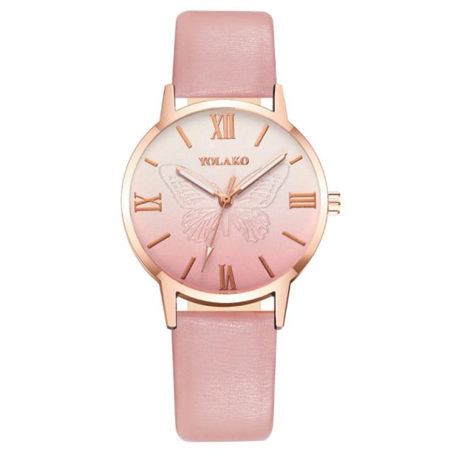 New Watch Women Best Selling Fashion Creative 3D Butterfly Dial Quartz Wristwatch Casual Leather Strap Clock Watch