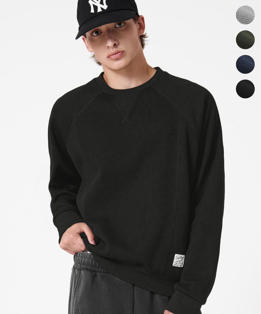 TRILLION Overlock Stitch Waffle Sweatshirt_4Color