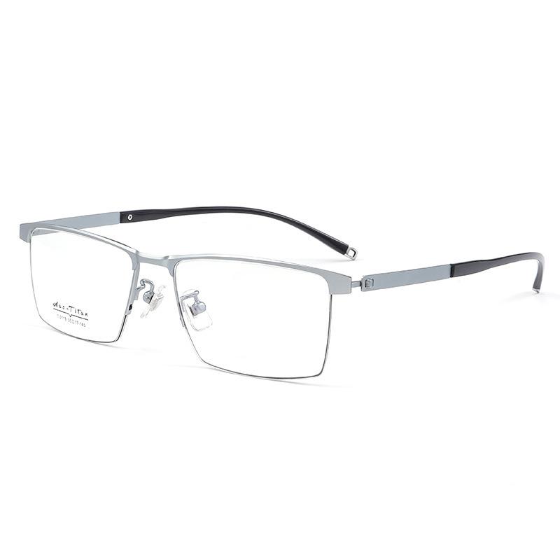 

Мужские полуоправы ультралегкие квадратные прогрессивные очки для коррекции зрения UV400 блокирующие синий свет близорукость оптические очки T2119 Single Version&1.56&None серебряный