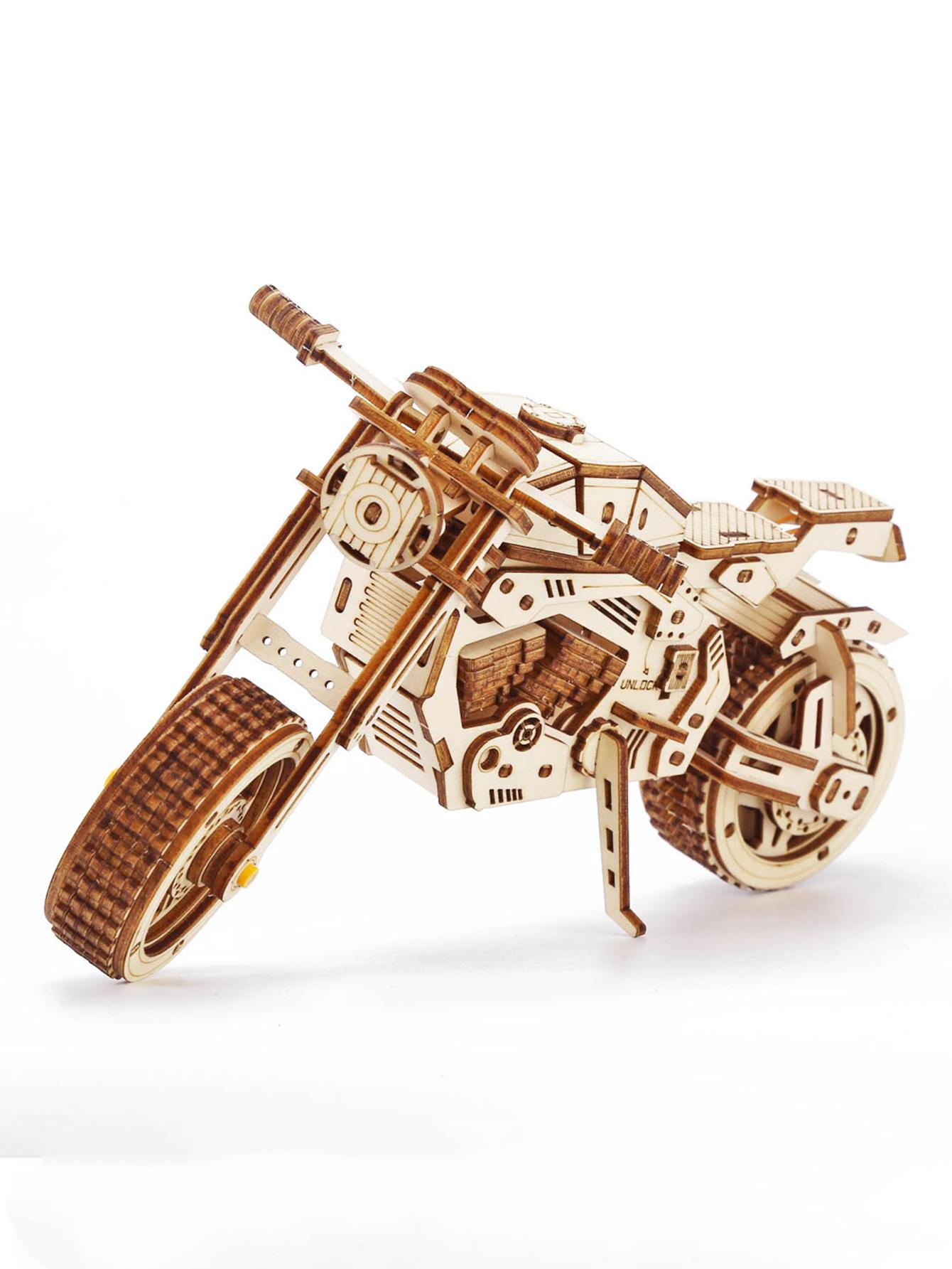 

3D Wooden Puzzle Motorcycle Model Kits To Build Wooden Construction Handmade Craft Unique Gift Christmas белый