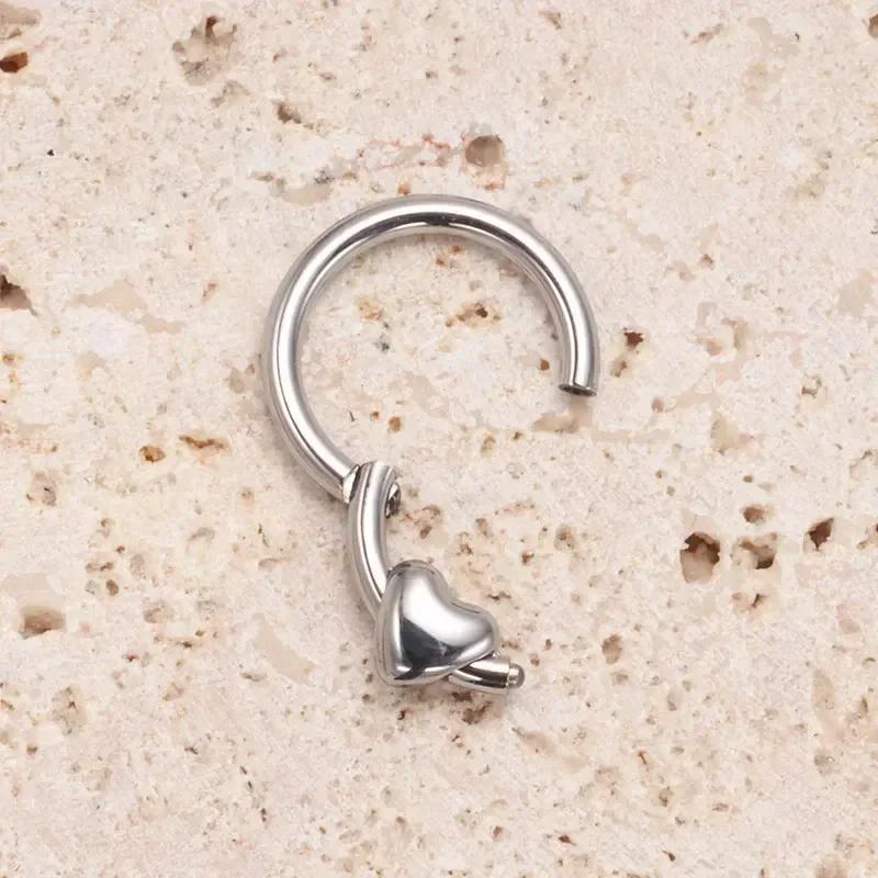 ASTM F136 Titan Herz Clicker Septum Piercing 16G Daith Helix Ohrring Piercing Neue Nasenringe Anodierter Körperschmuck