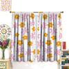 Pink Orange Flower Curtains Girls Bedroom Retro Hippie Groovy Daisy Floral Print Window Treatments Kids Curtain Polyester Ideal For