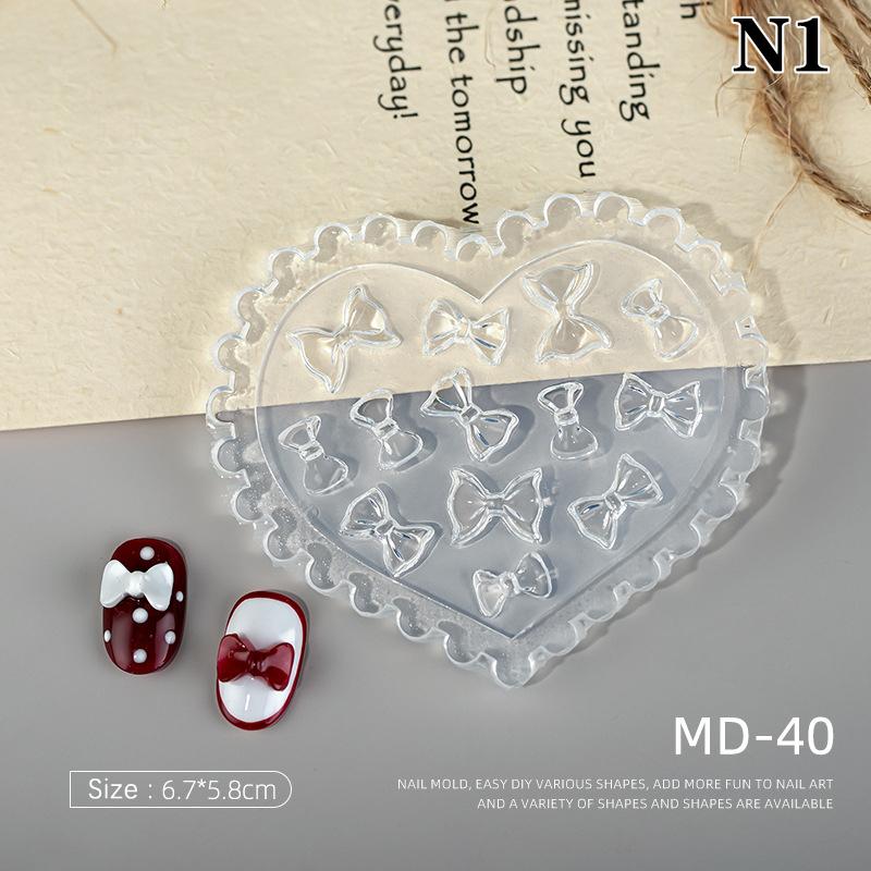 1Pcs 3D Bow Tie Nail Art Heart Shape Silicone Mold Star  Shape Mold Templates Gel Print Stencils Manicure Decoration