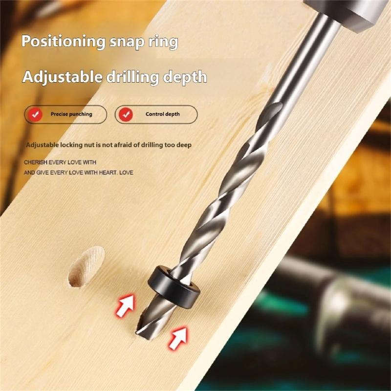 Hex/Round Shank Oblique Hole Locator Drill Bit for Precise Hole in Woodworking Constructed from High Speed Steel Build