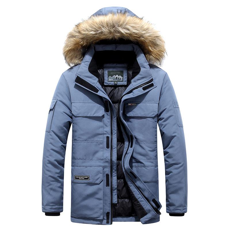 Winter Men Fur Hooded Parkas Man Snow Mountain Ski Thermal Coats Men -30 Degree Thicken Warm Down Padded Jackets Clothing