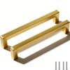 2 Pcs Brushed Gold Cabinet Handles Stainless Steel Square Bar Pulls for Kitchen Bathroom Cupboard