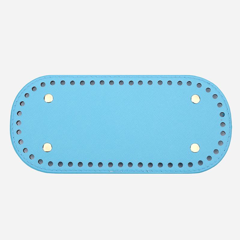 Handmade DIY Woven PU Oval Bag Bottom, 22x10cm Cross Pattern