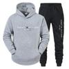 Unisex Spring/Autumn Casual Hooded Sweatshirt Set - Trendy Fleece Sportswear with Printed Hoodie
