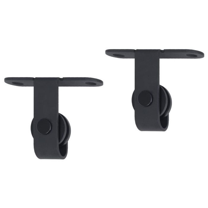 Kit mini de porte d'armoire coulissante - vidaXL - Acier au carbone - 200 cm - Noir - Silencieux