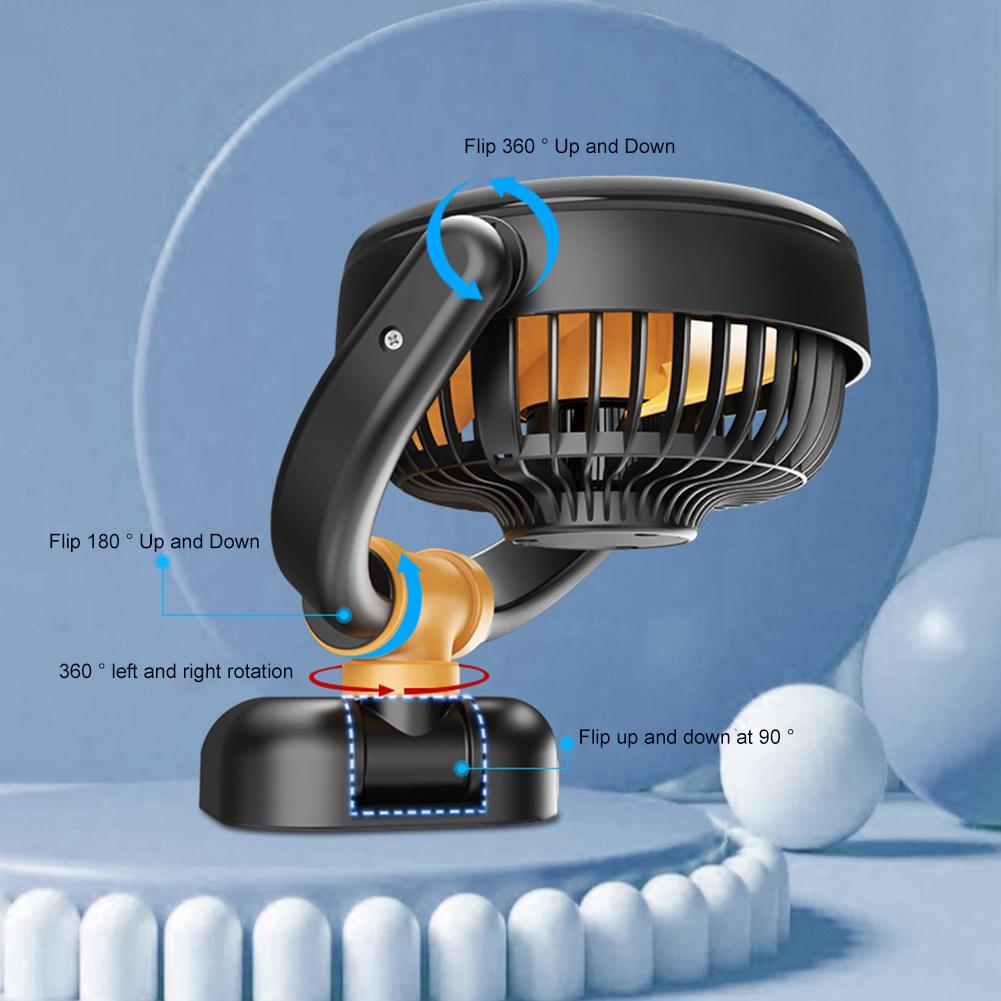 12V/24V Car Cooling Fan 360 Rotation Air Circulator Fan Low Noise Dashboard Air Vent Cooling Fan Summer Car Accessories